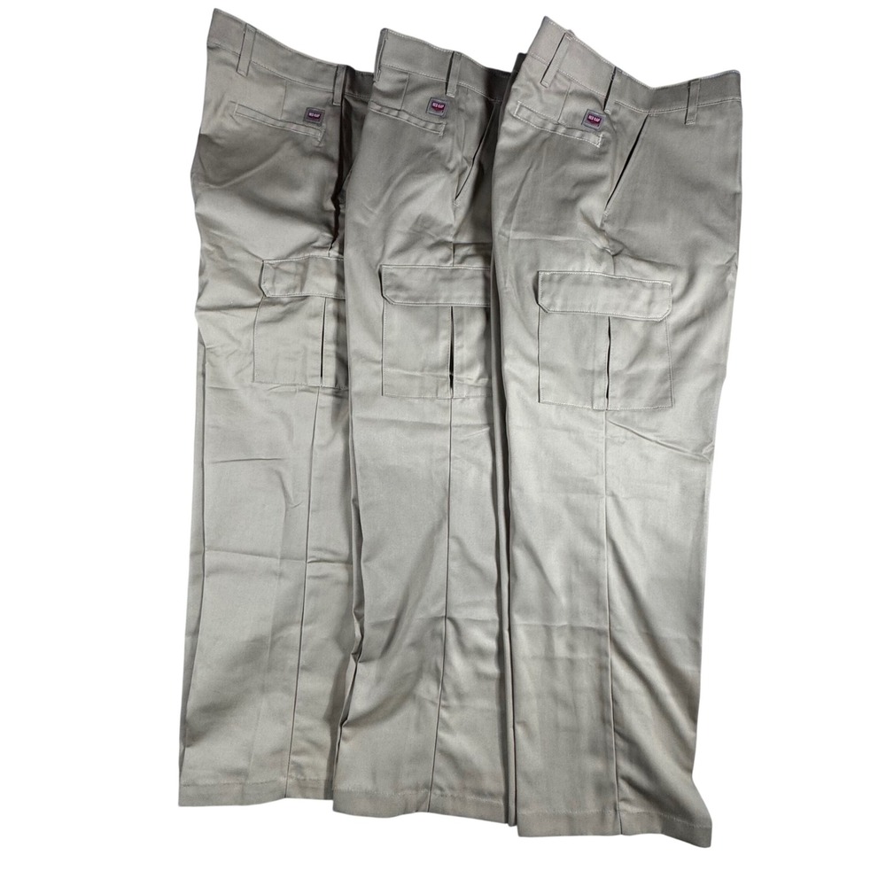 Lot of 3 Red Kap Cargo Pants Mens 42x32 Khaki Tan PT88KHO Straight Leg Workwear